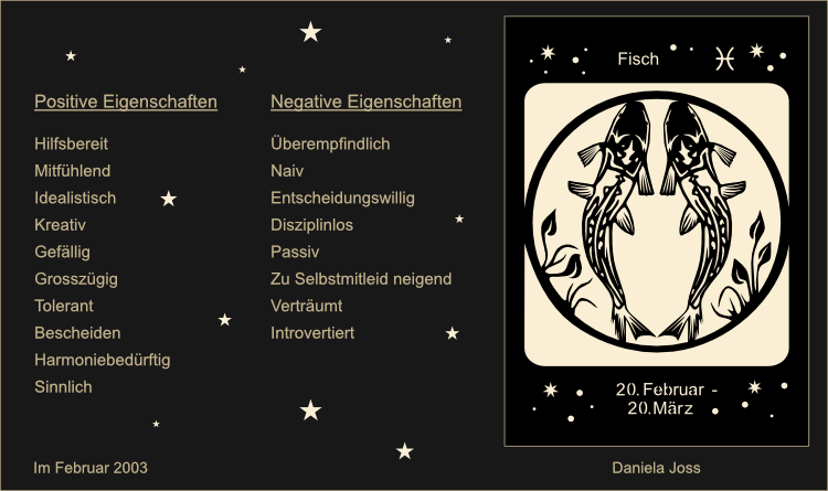 Sternzeichen, Tierkreiszeichen, Fisch: Hilfsbereit, Mitfühlend, Idealistisch