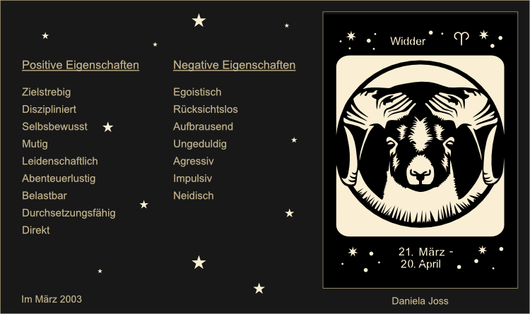 Sternzeichen, Tierkreiszeichen, Widder: Zielstrebig, Diszipliniert, Selbstbewusst