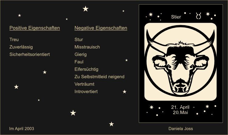 Sternzeichen, Tierkreiszeichen, Stier: Treu, Zuverlässig, Sicherheitsorientiert