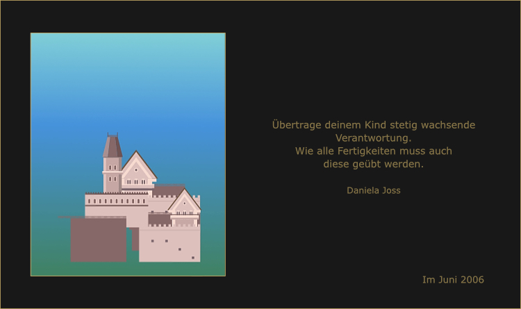 Ein Schloss wird mit virtuellen Bausteinen gebaut.