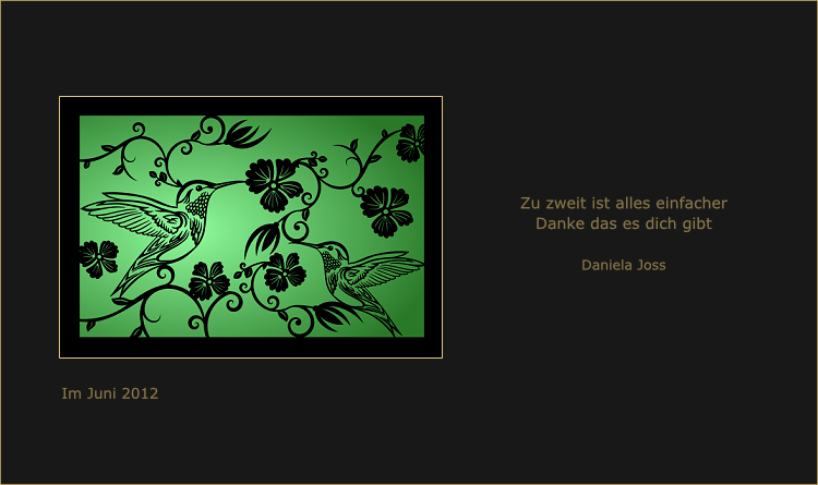 Stilisierter Scherenschnitt mit Kolibris.