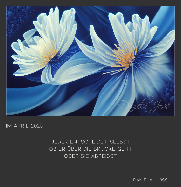 Stilisierte Lotusblüten in sanften Blautönen.