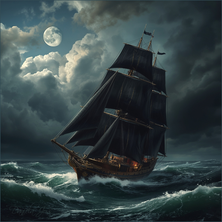 Segelschiff auf stürmischer See.