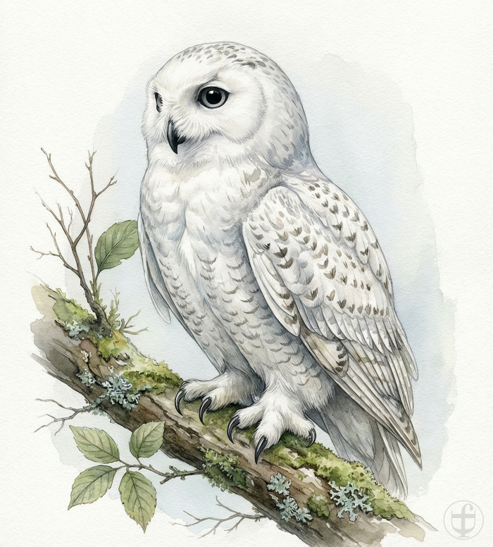 Schneeeule als Aquarellbild von Daniela Joss