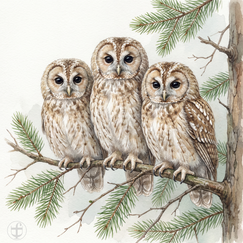 Waldkauze als Aquarellbild von Daniela Joss