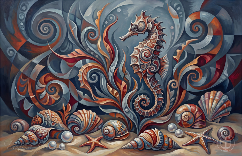 Abstrakt, Surreal – Unterwasserlandschaft mit Seepferdchen von Daniela Joss.