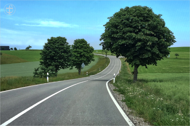 Landstrasse durch Felder von Daniela Joss