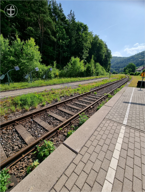 Bahnhof, Perron und Schienen in Fridingen von Daniela Joss