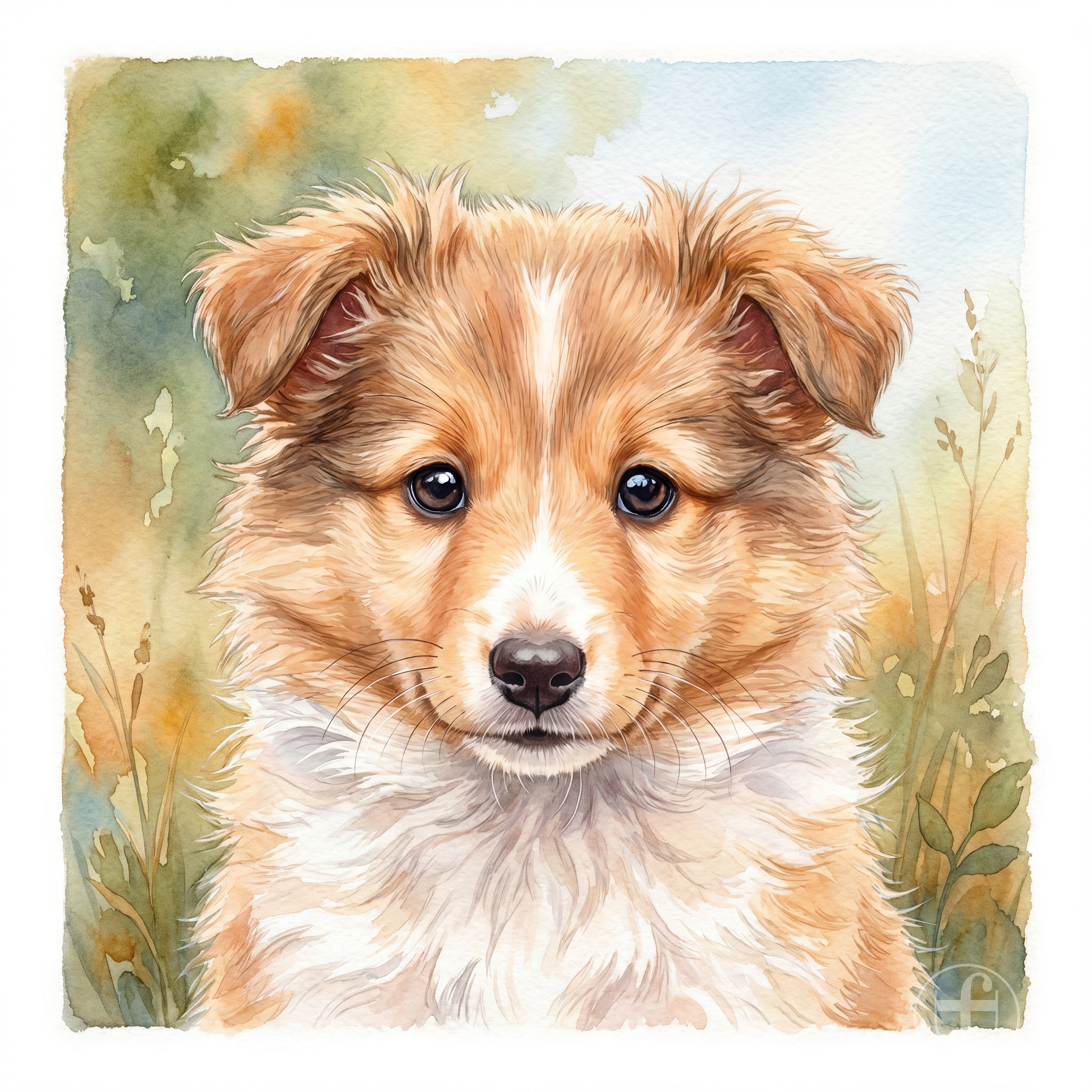 Tierkind-Aquarell, Hund, Caniformia, Collie