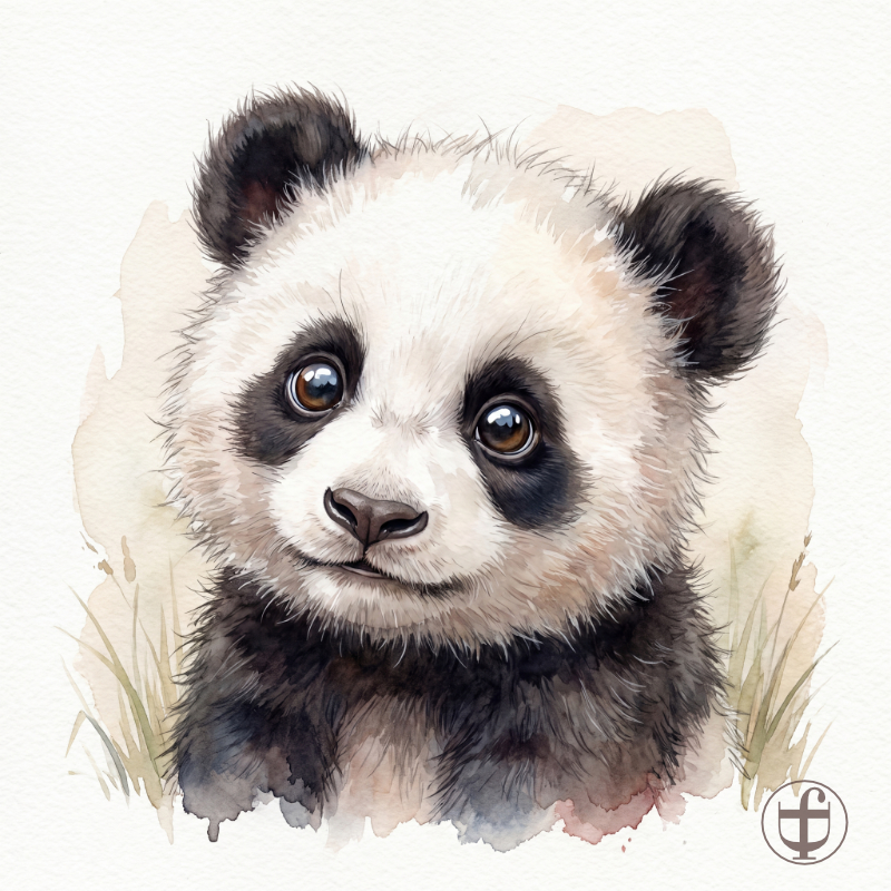 Tierkind-Aquarell, Panda, Pandabär, Ailuropoda melanoleuca
