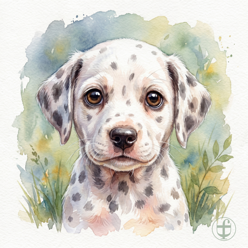 Tierkind-Aquarell, Dalmatiner, Canis lupus familiaris