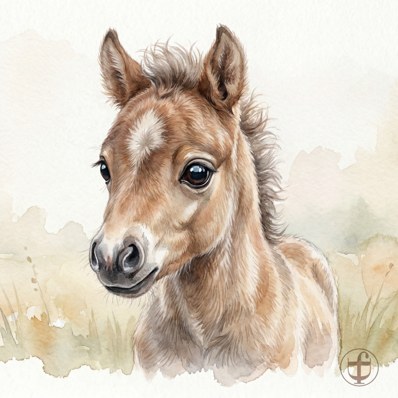 Pferd mit Wasserfarbe digital dargestellt.