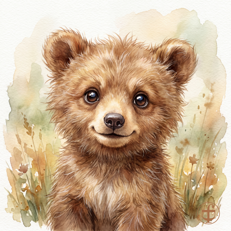 Tierkind-Aquarell, Braunbär, Ursus arctos