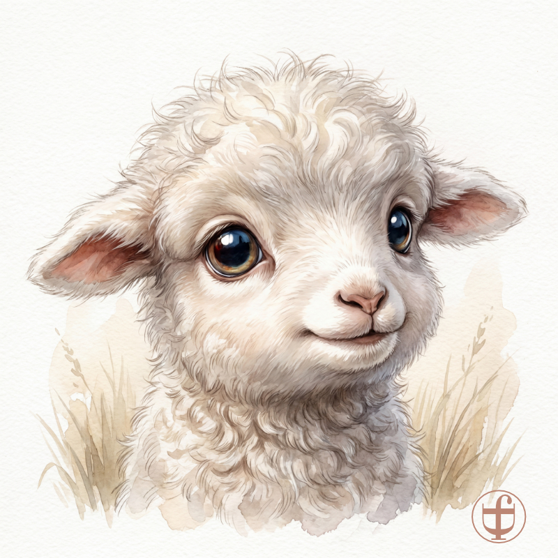 Tierkind-Aquarell, Schaf, Hausschaf, Ovis gmelini aries