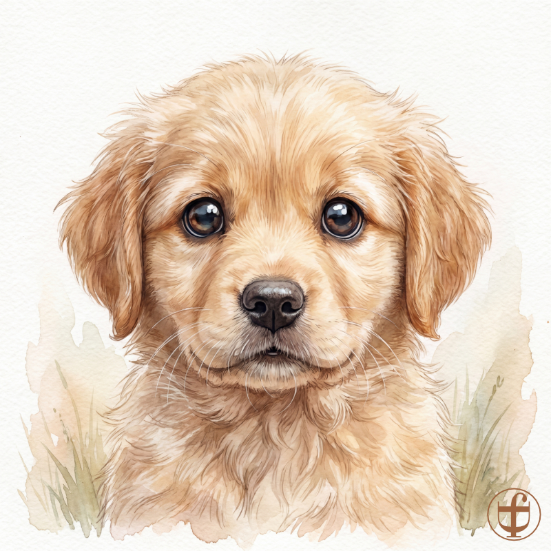 Tierkind-Aquarell, Golden Retriever, Haushund, Canis lupus familiaris
