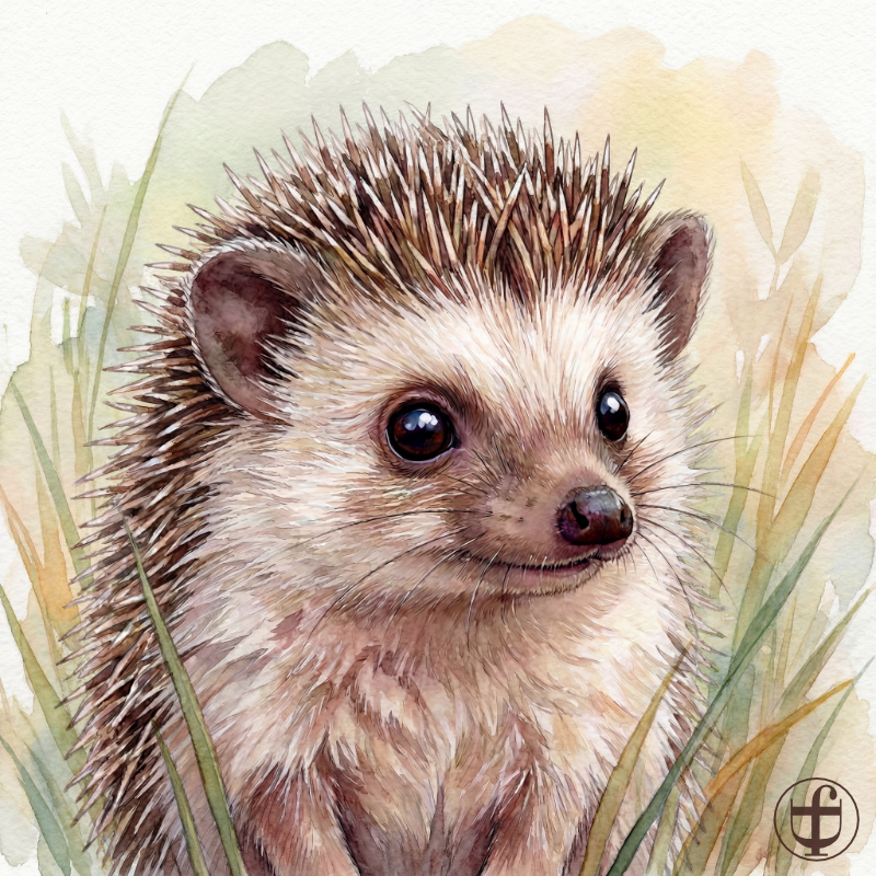 Tierkind-Aquarell, Igel, Braunbrustigel, Erinaceus europaeus