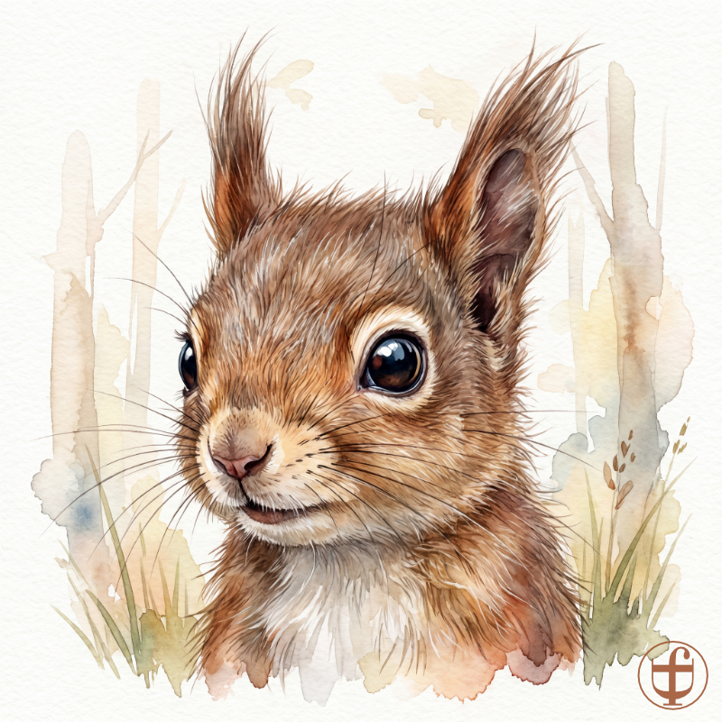 Tierkind-Aquarell, Eichhörnchen Sciurus