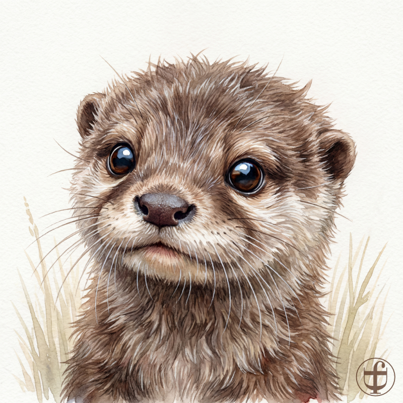Tierkind-Aquarell, Fischotter