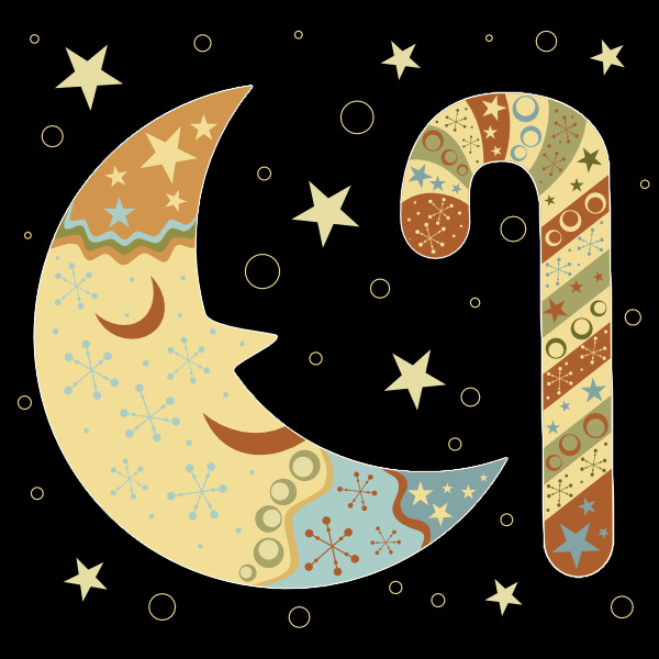 Ton in Ton gemusterte Zuckerstange und Mond