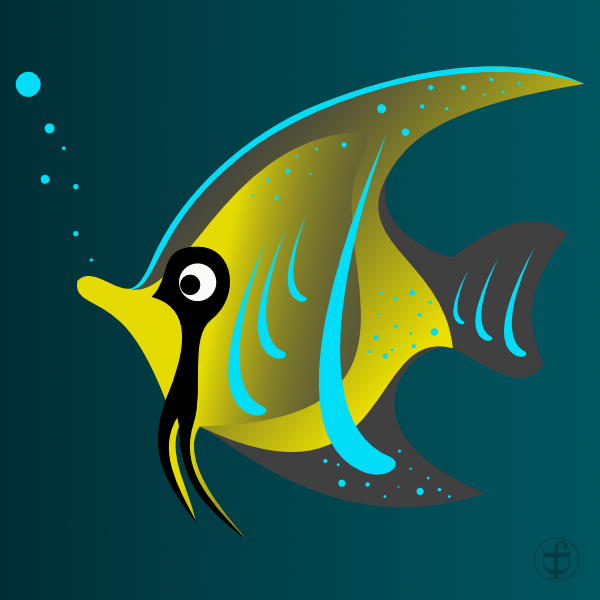 Ein minimalistisch gepfadeter Fisch