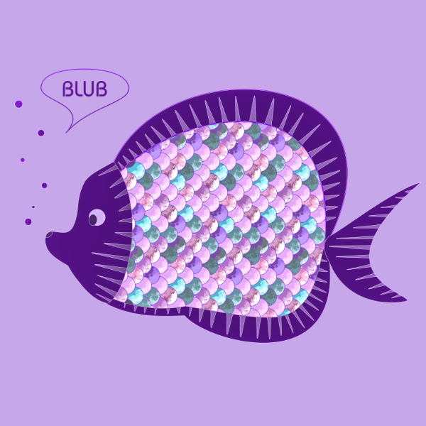 Ein Fisch dessen Schuppen glitzern wie beim Regenbogenbuntbarsch.